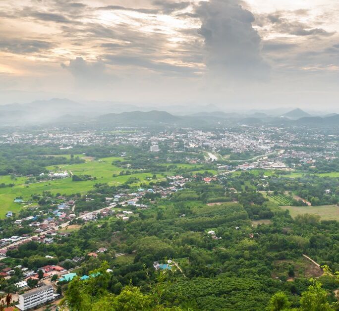 An overlooking greenery scene of Hang Dong, Chiang Mai 